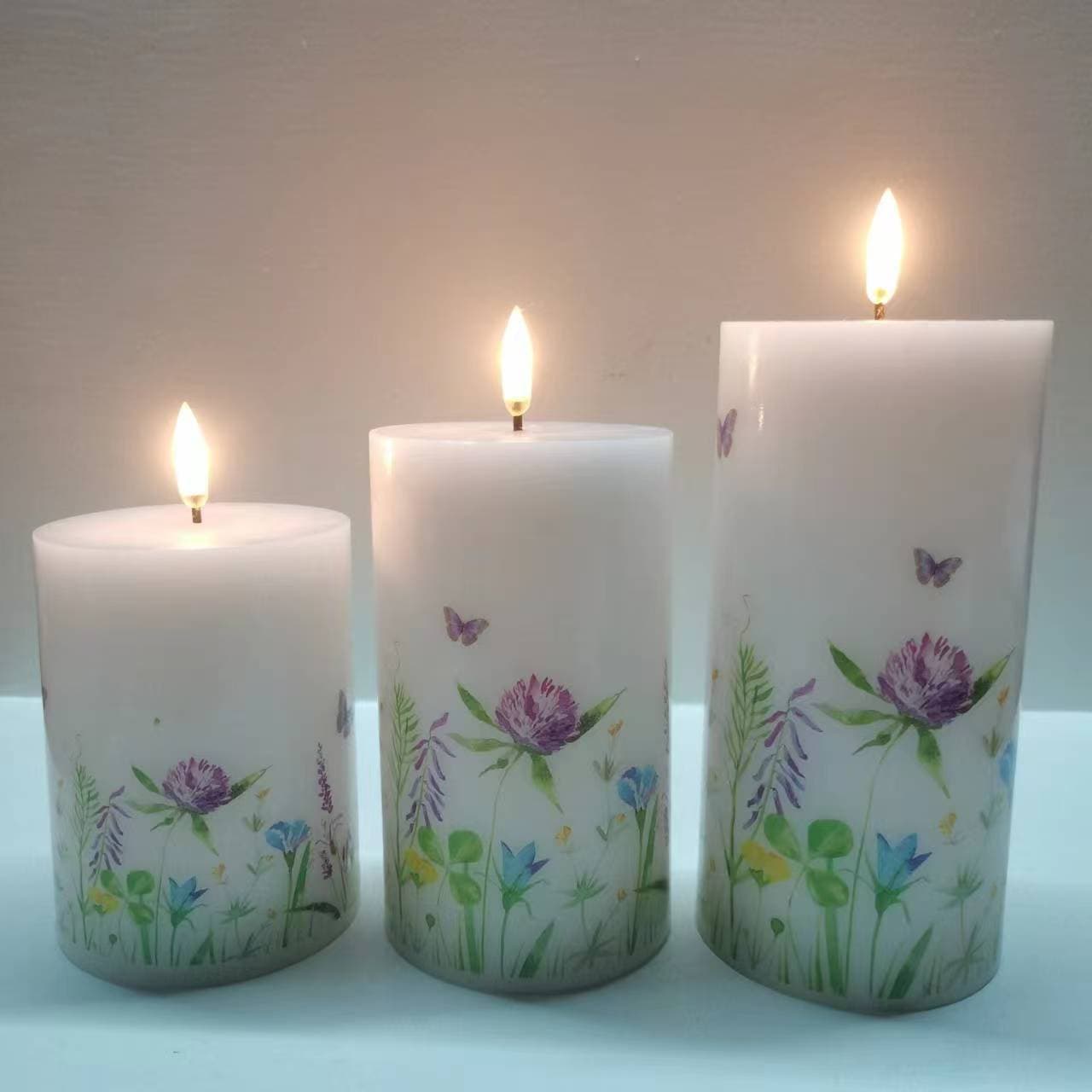 Best-selling Halloween LED Electronic Aromatherapy Candle Paraffin Wax Water Transfer Sticker, Customizable Size and Pattern