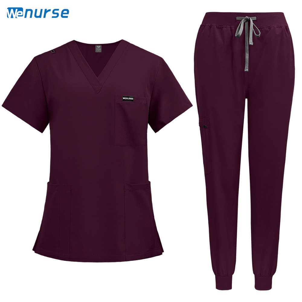 Stretch Scrub Top Unisex Short Sleeve Surgical Gown Dental Nurse Doctor Workwear Pet Hospital Medical Long Sleeve