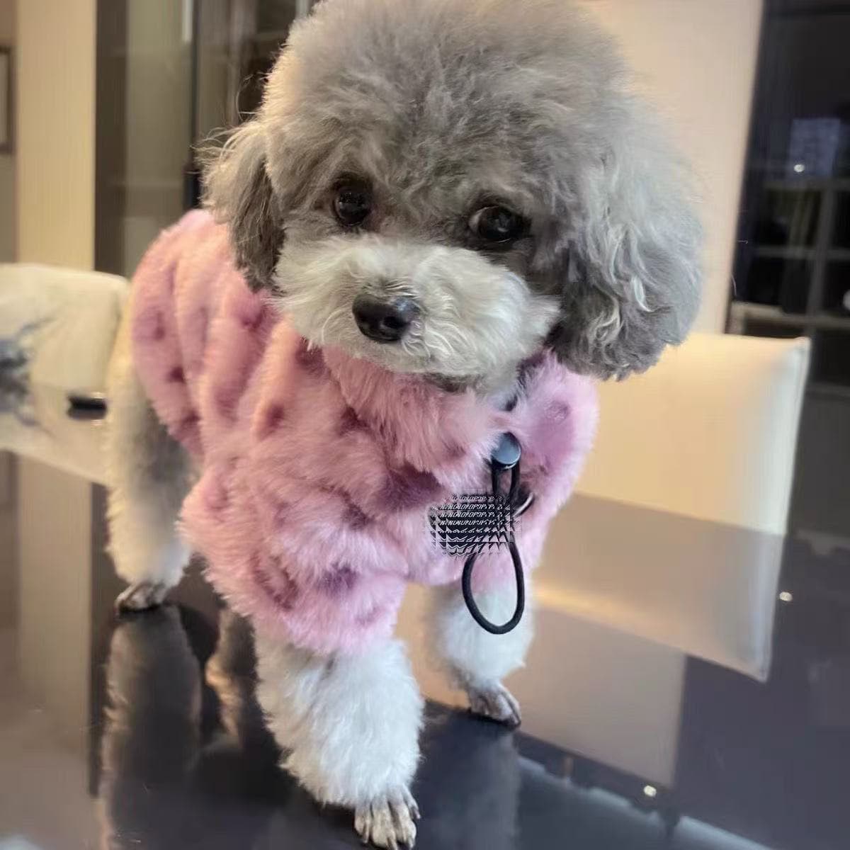 Pink Leopard Print ~ Winter Thick Fleece Cat Clothes Pet Warm Sweater for Bichon Teddy Dog