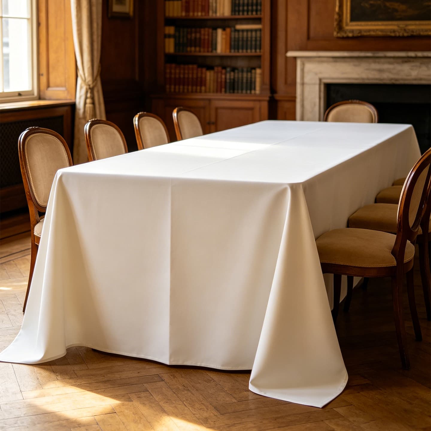 White Tablecloth, Light Luxury and High-End, Rectangular Waterproof and Stain-Resistant Tablecloth, Hotel Conference Booth, Wedding Stall Table Cover