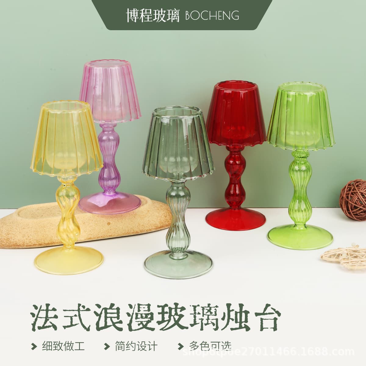 French Romantic Transparent Glass Table Lamp Candle Holder High-End Living Room Study Bedroom Creative Candle Holder Decoration