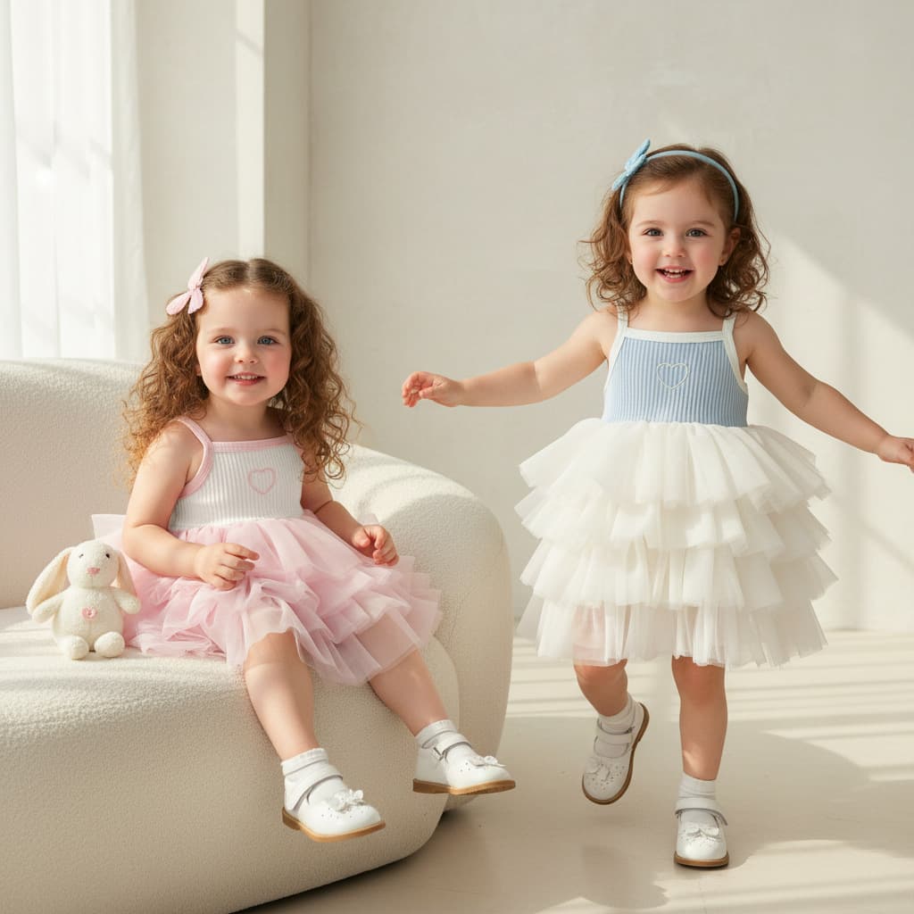 Baby Girl Summer Dress Sweet Strapless Princess Dress Infant Cute Skirt Fashionable Mesh Cake Dress