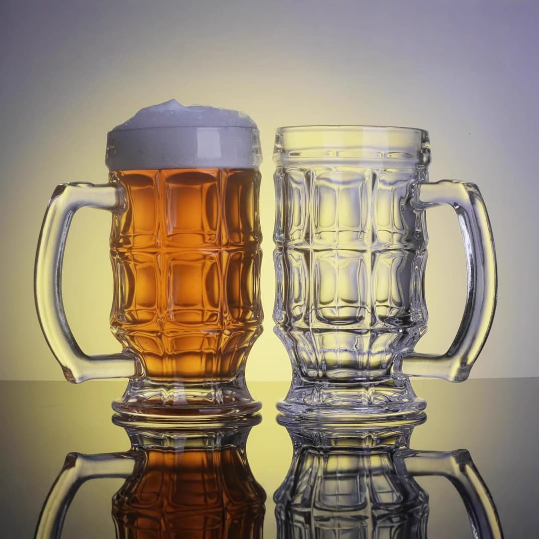 Factory Korean retro draft beer cup thickened with handle craft beer cup transparent glass pint cup handle cup