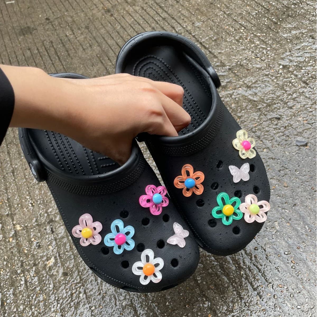 Acrylic Croc Shoe Decoration Flower Five-Petal Shoe Charm Beach Sandals Bag Accessories Shoe Ornament