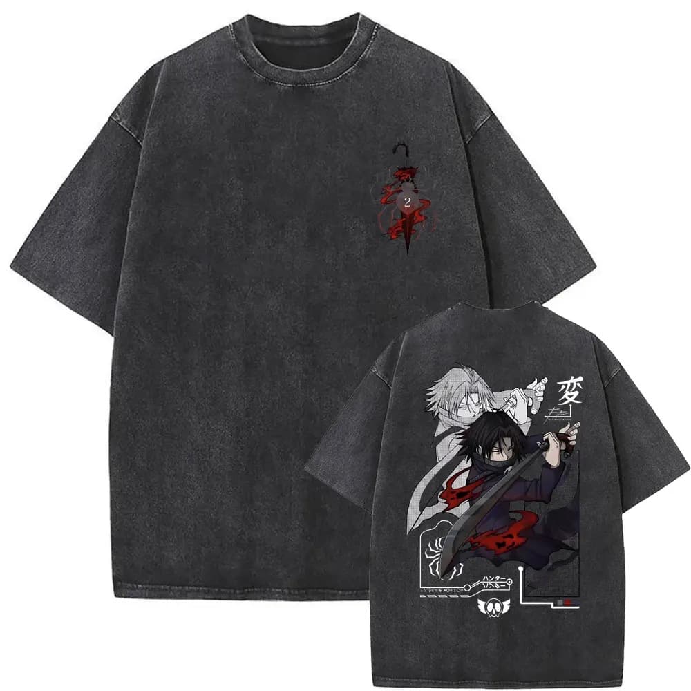 Feitan Graphic Flower T-Shirt Men Anime Po Wash Women Phantom Retro T-Shirt Troupe X Print Hunter to Manga