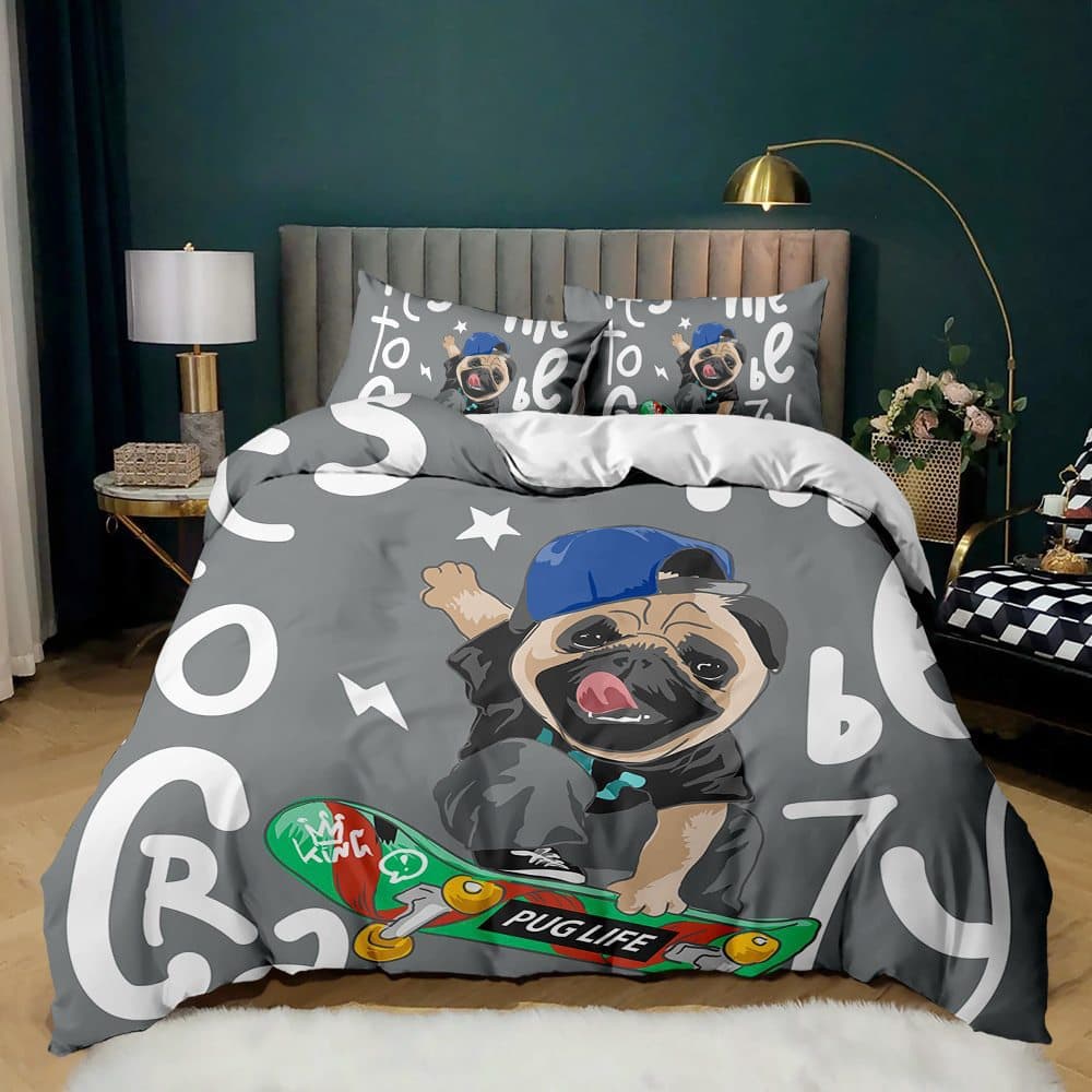 Amazon bedding three-piece/four-piece set 3D digital printing cute children cartoon dog whimsical bedding
