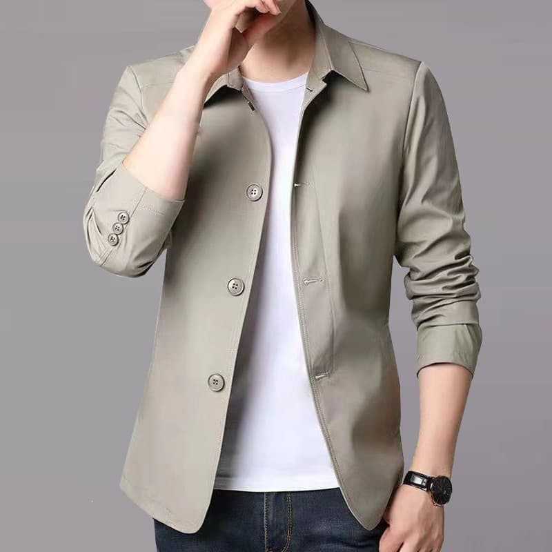 New Spring and Autumn Men's Jacket, Young and Middle-Aged Fashion Casual Solid Color Top, Long Sleeve Jacket, Business Men's Coat
