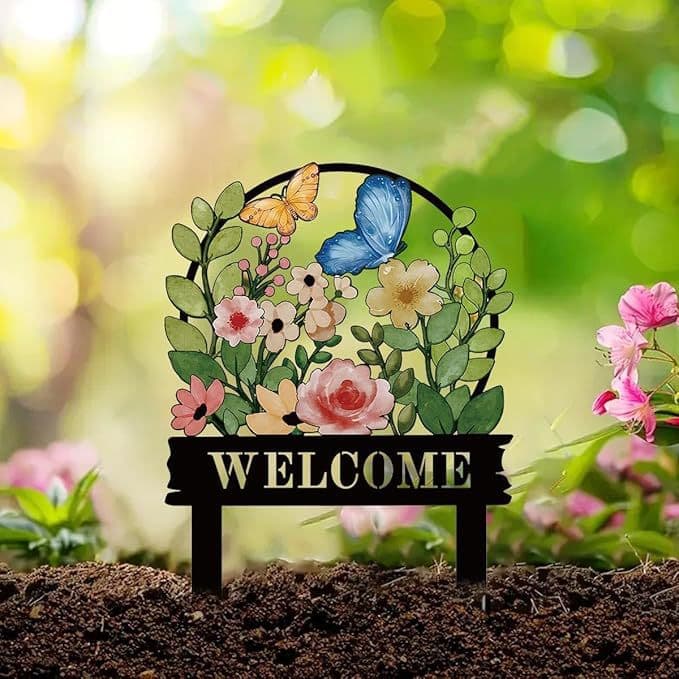 Decorative Iron Ground Insert Ornament Outdoor Garden Yard Metal Stake Craft Sign Rust-Proof Treatment