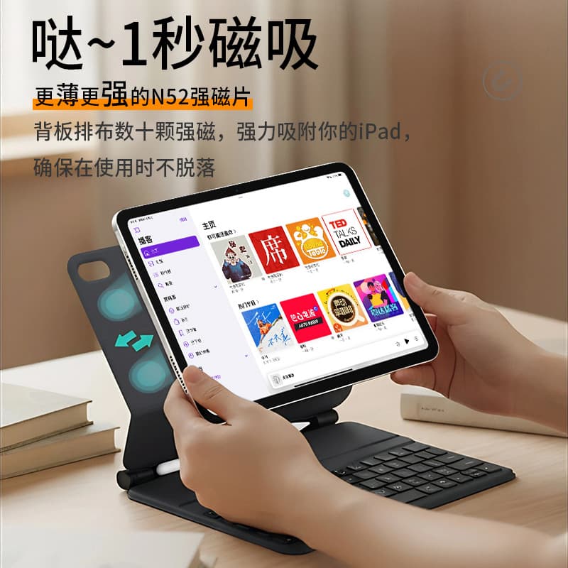 iPad 11 A16 Smart Connector Keyboard for iPad Smart Folio Lightweight Office Keyboard Magnetic Protective Case