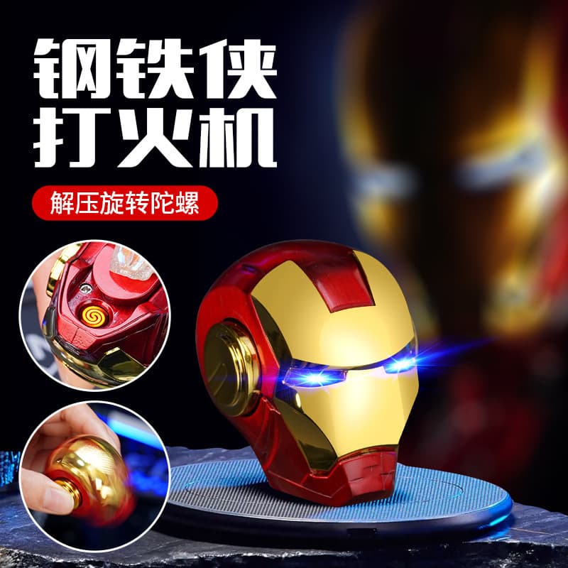 Trendy, cool and good-looking rechargeable lighter figure Iron Man helmet for boyfriend trendy gift wholesale cross-border