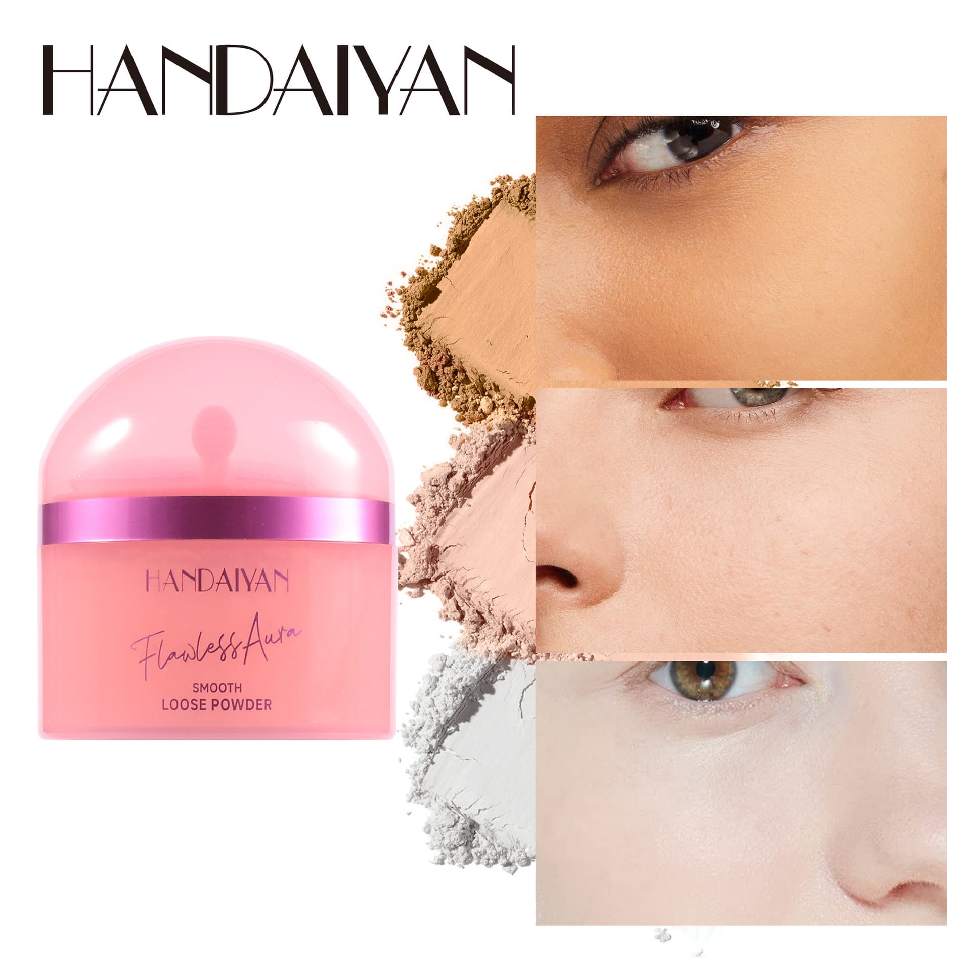 Cross-border Loose Setting Powder, Oil-Control, Long-Lasting, Non-Caking, Handaiyan Setting Concealer Powder Cake, Makeup Wholesale