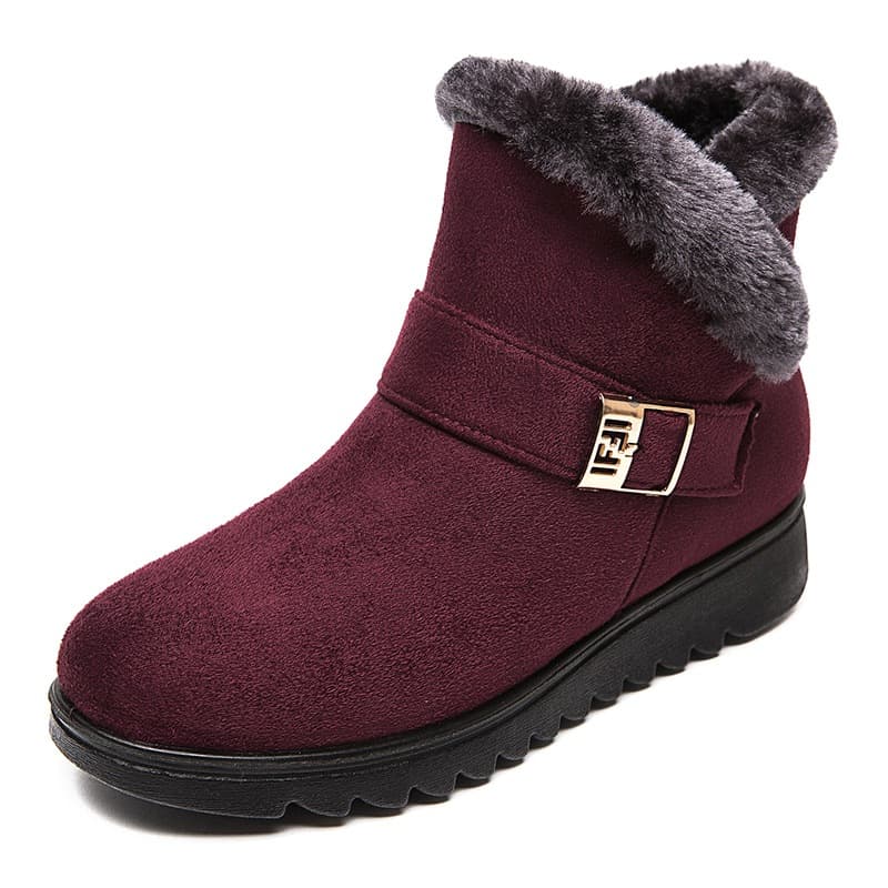 Women's Warm Cotton Shoes Fleece-lined Thickened Flat Bottom Mom Shoes Snow Boots For Middle-aged Elderly