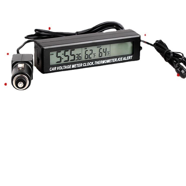 EC88 Dual Temperature Control System for Car Interior and Exterior Use + Clock + Voltage 12V LED Car Electronic Clock with Orange and Blue Dual-Color Luminous Electronic Clock