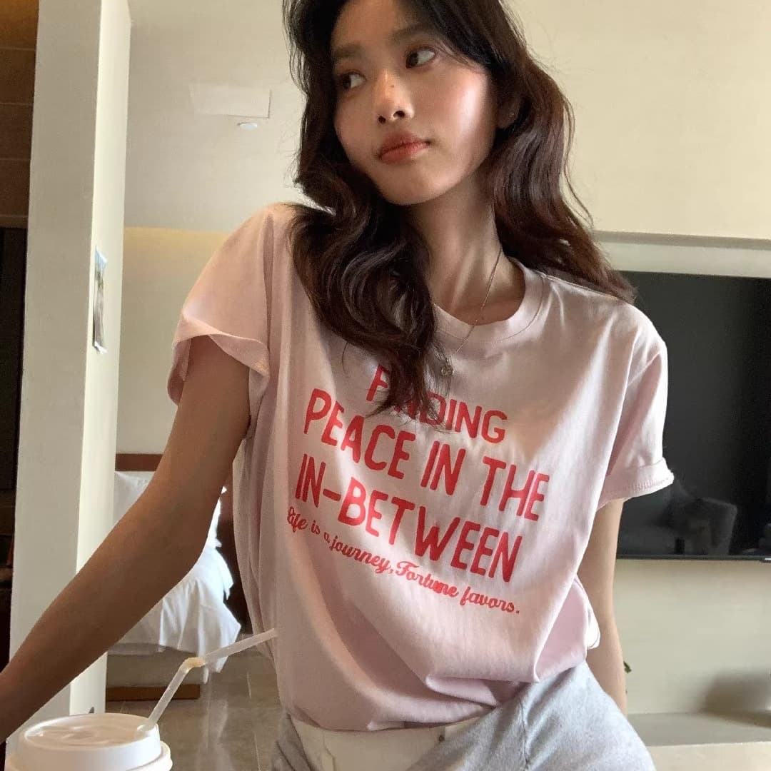 21 count pure cotton 210g (100% cotton) 2026 summer new short-sleeved T-shirt women's printed tops