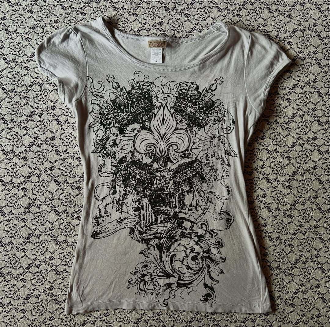 Y2K Summer Women's Short Sleeve Dark Gothic Punk Subculture Harajuku High Street Slim Fit Round Neck T-Shirt Ins