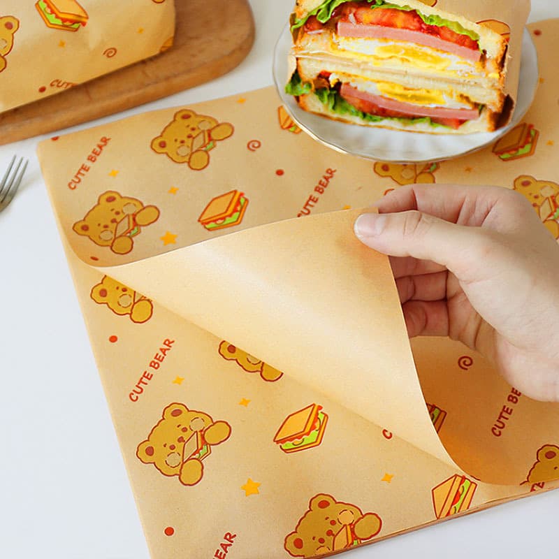 Sandwich burger paper bag hand-made cake breakfast noodle packaging greaseproof paper meat sandwich pancake egg filling cake packaging paper