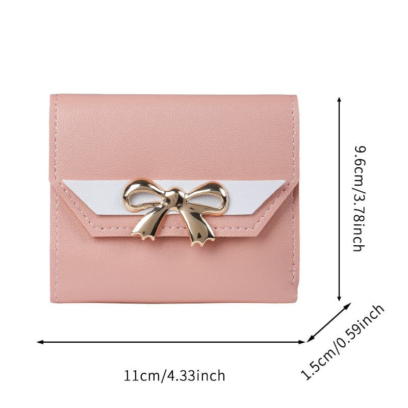 Women's Short Wallet 2026 New Fashion Simple Handbag Bow Decoration Multi-Card Slot Wallet One Piece