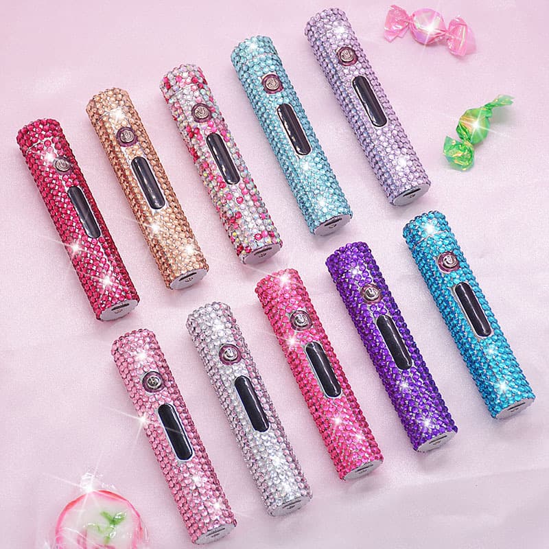 Diamond-Studded Dual Arc Charging Lighter Windproof USB Charging Luxury Lighter Rhinestone Lighter Gift Wholesale