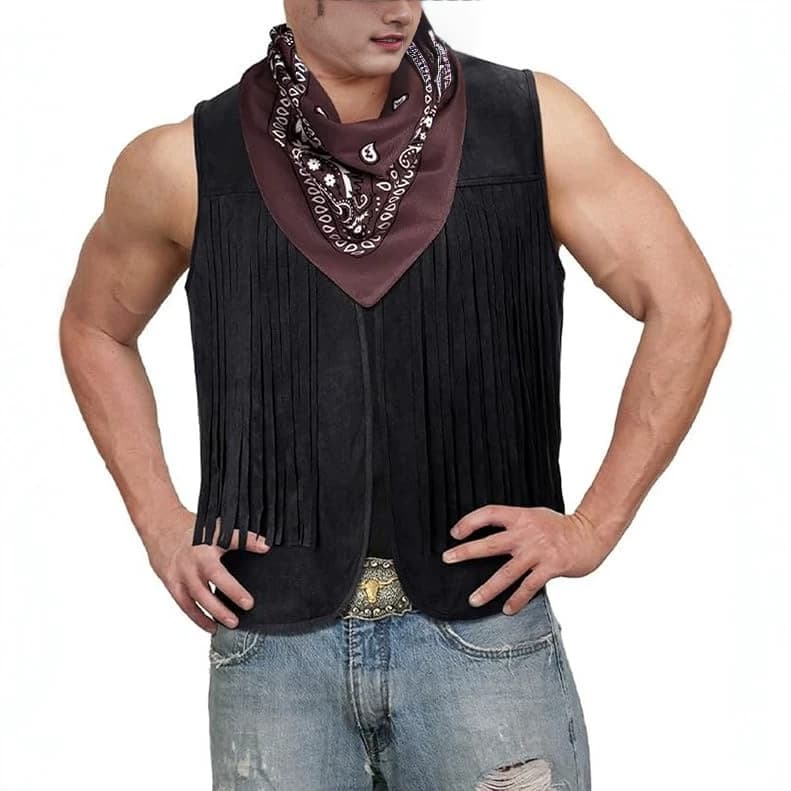 Retro Tassel Men's and Women's Suede Short Sleeveless Vest Vest Jacket Cardigan Fashionable Shawl