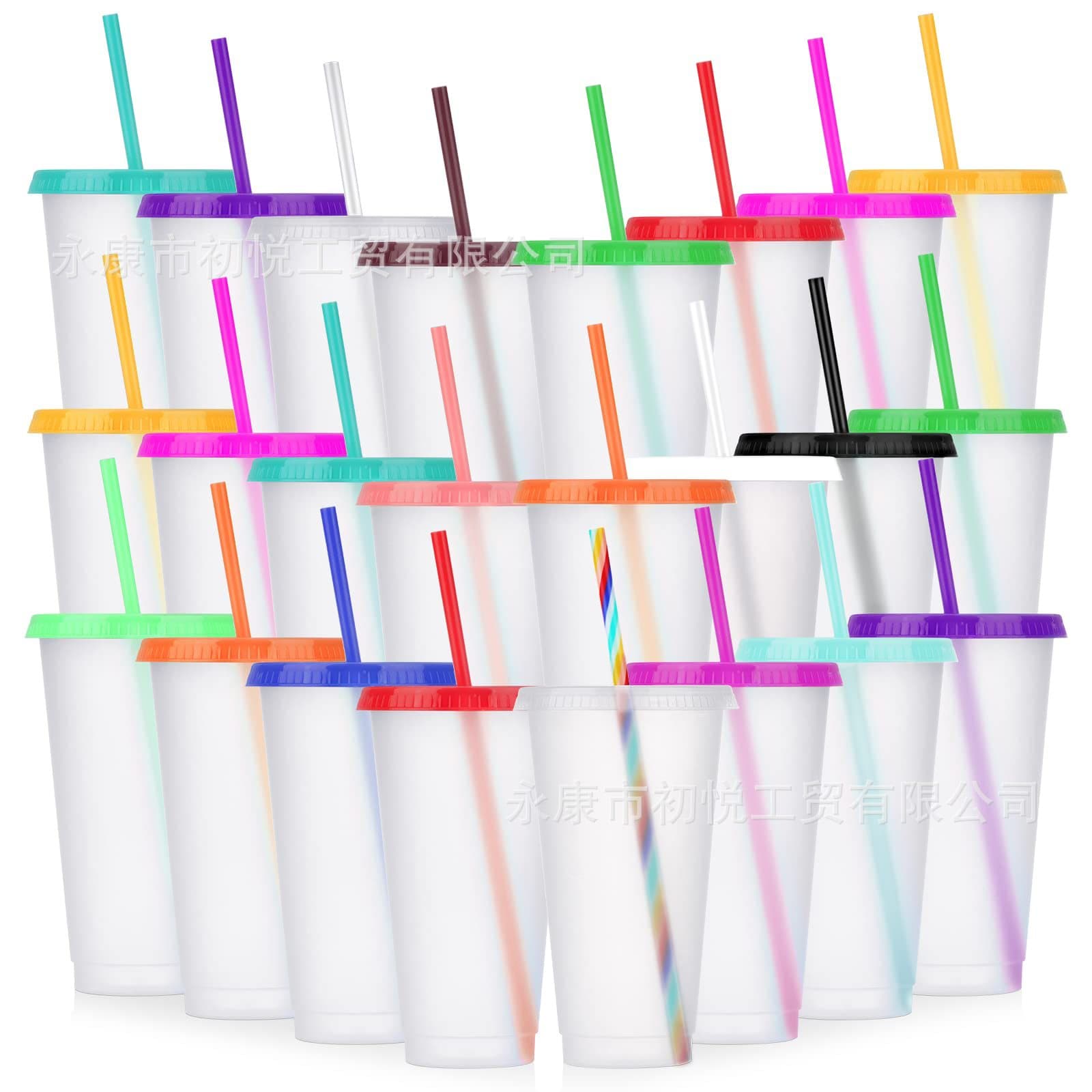 New Cross-Border Large Capacity 710ml Plastic Milk Tea Cup, Single Layer PP Material, Frosted Texture, Straw Cup Factory