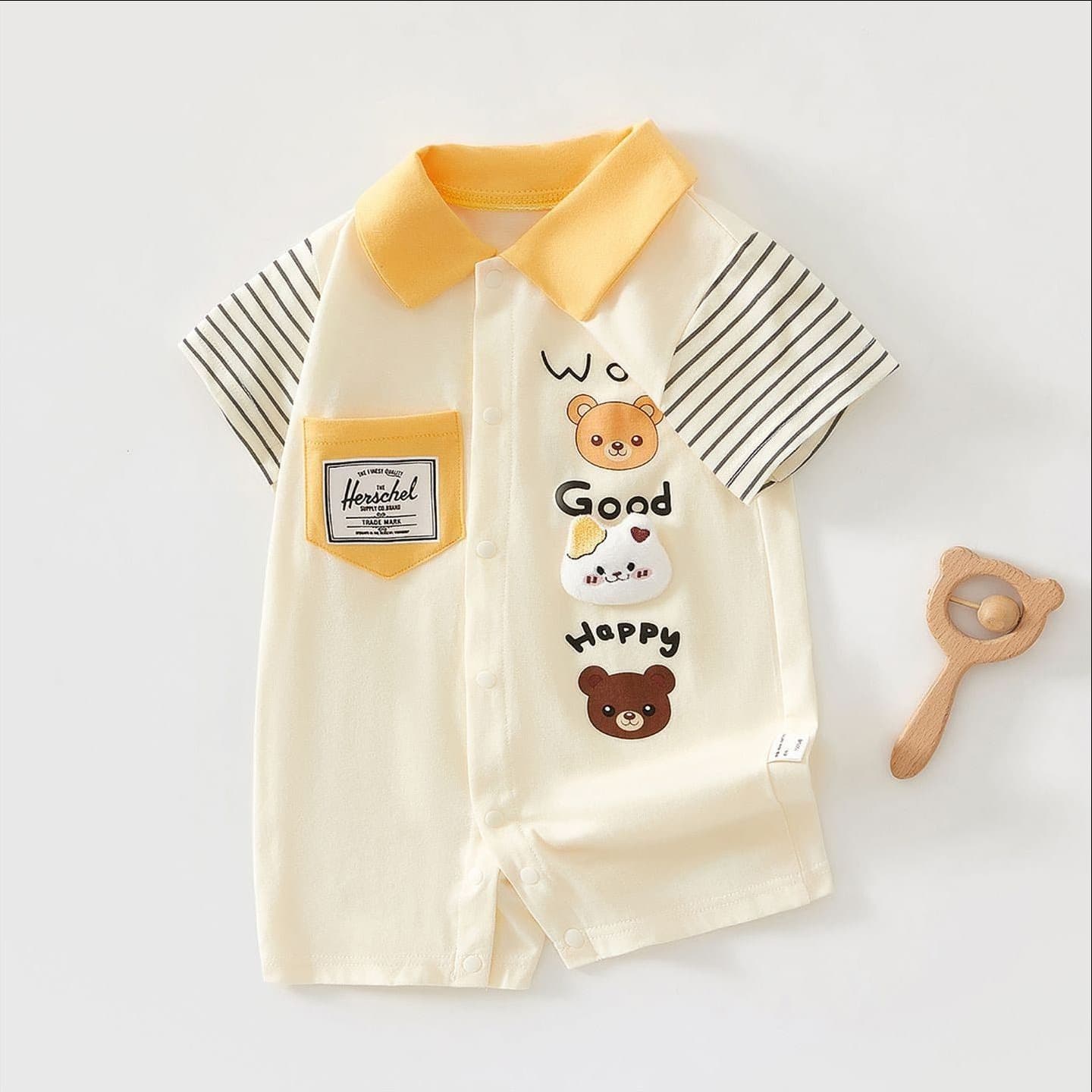 Baby jumpsuit summer thin pure cotton baby polo shirt clothes for toddlers super cute and cute romper and handsome crawling suit