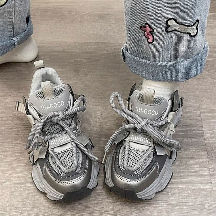 Fashionable Women's Chunky Platform Dad Sneakers 2026 Fall New Short Height Casual Athletic Shoes