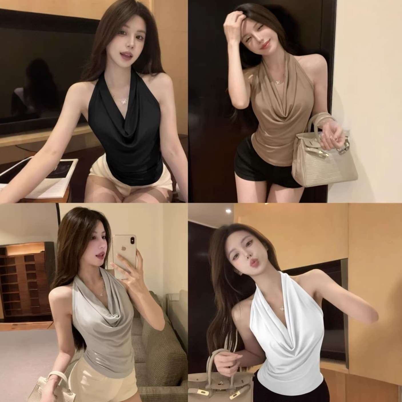 Summer Pure Desire Spice Girls Ins Sleeveless Backless Collar Halter Camisole Vest New Design Sense Base Top Women's T