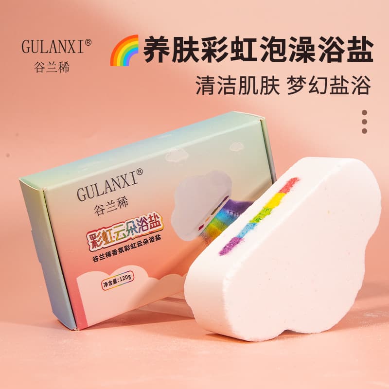 Gulanxi Fragrance Rainbow Cloud Bath Salt Skin Bath Tub Soak Essential Oil Salt Bath Chinese Packaging Body Exfoliating