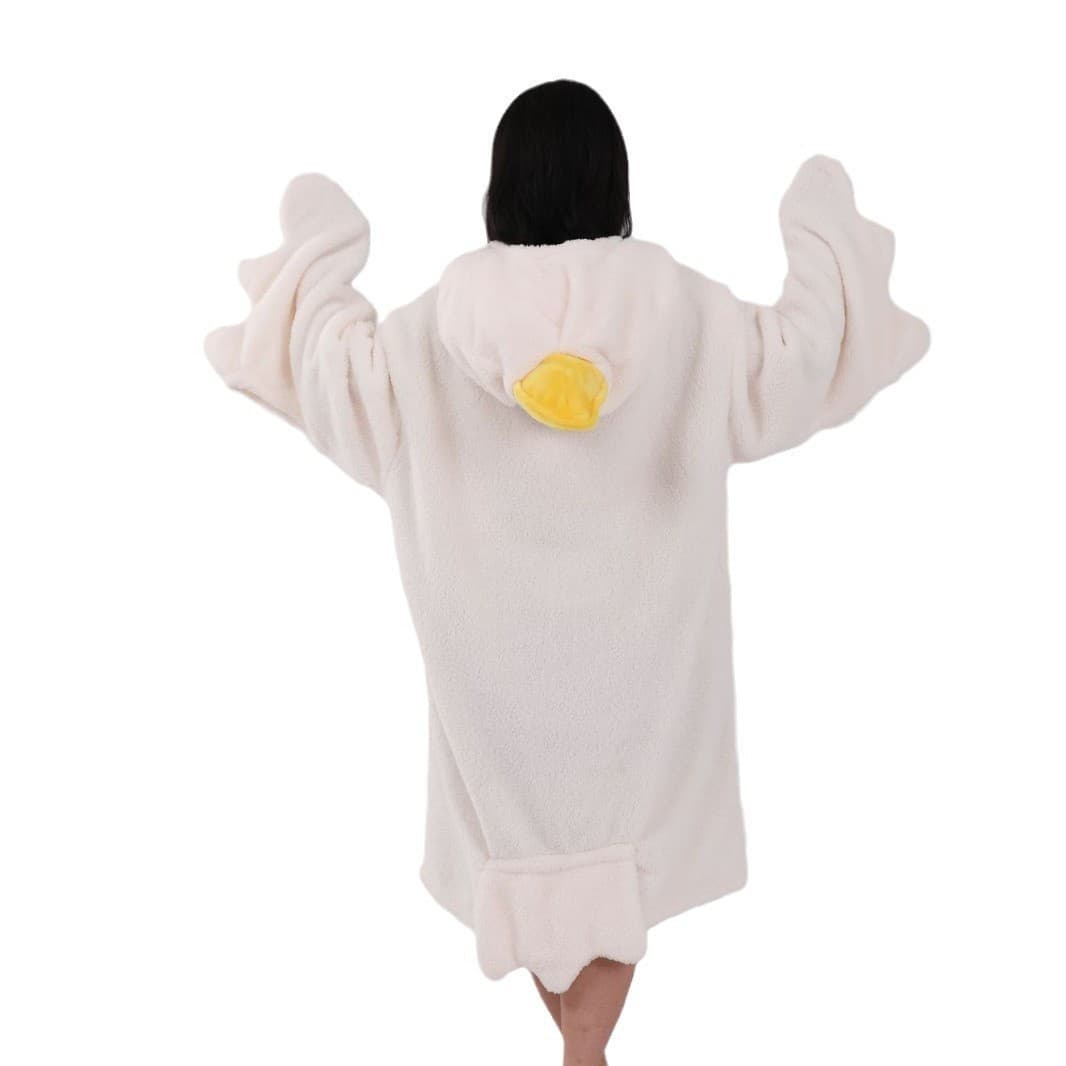 Big White Goose Sleepwear Silly Funny Student Couple Bathrobe Thick Long Coral Fleece Morning Gown Sleep Dress Cross-Border Drop Shipping