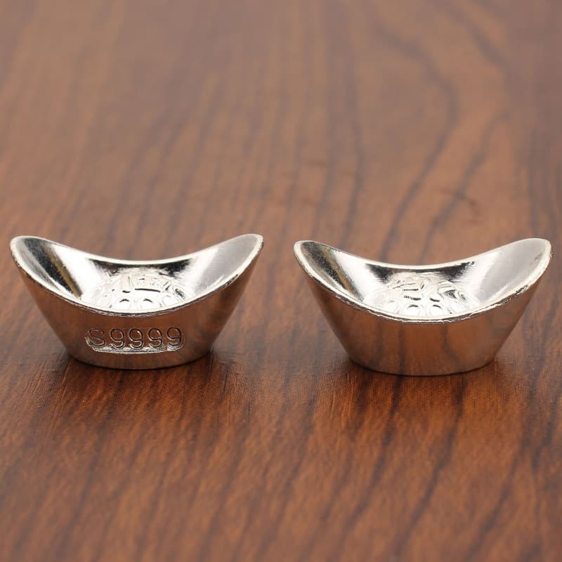 Solid Imitation Silver Ingot with "Fu" Character Alloy Ingot Metal Ornament Silver Sycee Birthday Gift Accessory Hot-selling Souvenir in Scenic Areas