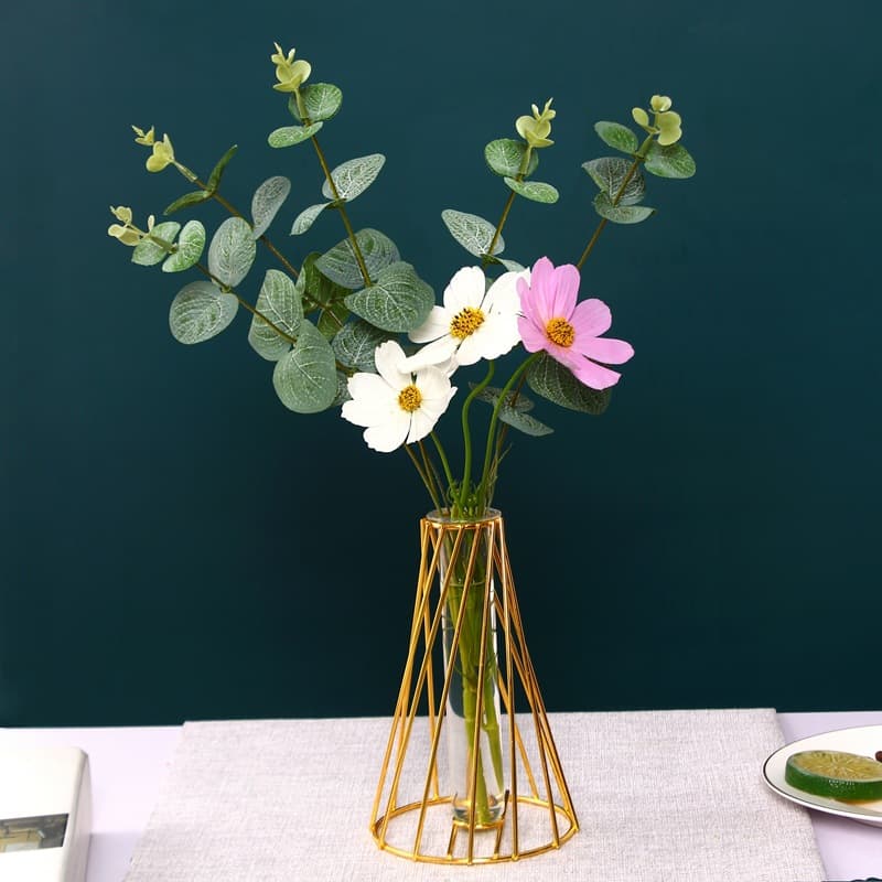 Creative Premium Iron Slanted Line Vase Ornament, Hydroponic Flower Decorative Bottle