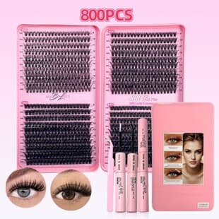 Cross-border DIY False Eyelashes 9-18mm Mixed Length Lash Book 30D 40D 50D 60D Glue Tool Kit D Curl
