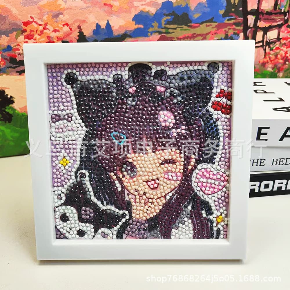 Free Shipping / Sanrio DIY Diamond Painting Photo Frame Sticker Cartoon Diamond Art for Kids Living Room Bedroom Decorative Painting