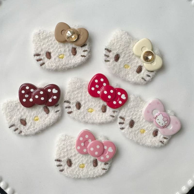 Small yarn Hello Kitty polka dot bow patch DIY craft material phone case accessory hair clip garment trim
