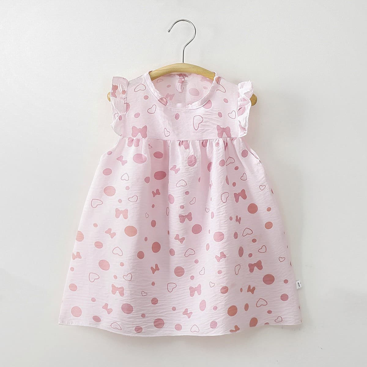 Spring Sweet Small and Medium-sized Children's Girls' Children's Wear Cartoon Printed Cotton Apron Skirt dress Children's One-click dress