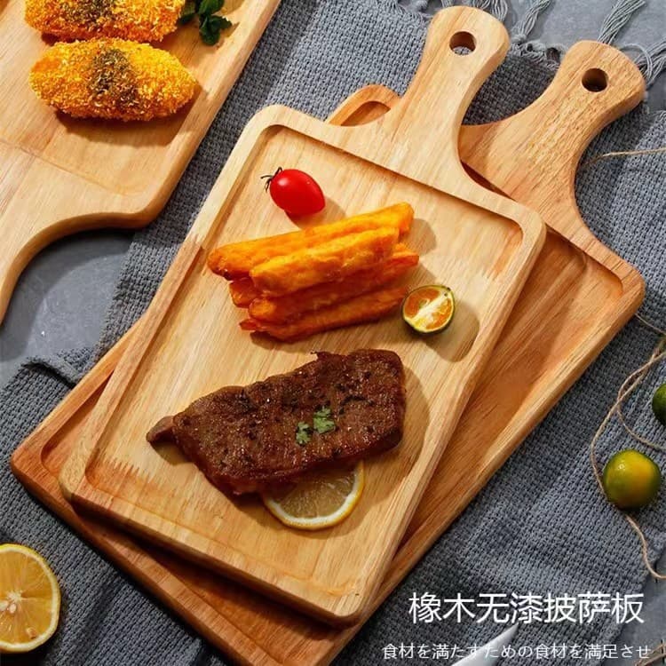 Wooden Pizza Board Sushi Board Pastry Bread Board Fried Chicken Board Solid Wood Cutting Board Double-Sided Practical Cutting Board