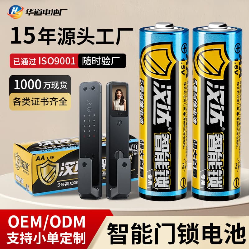 AA LR6 Alkaline Battery for Smart Lock, High Current 5-Cell Battery for Password and Fingerprint Lock, Security Door