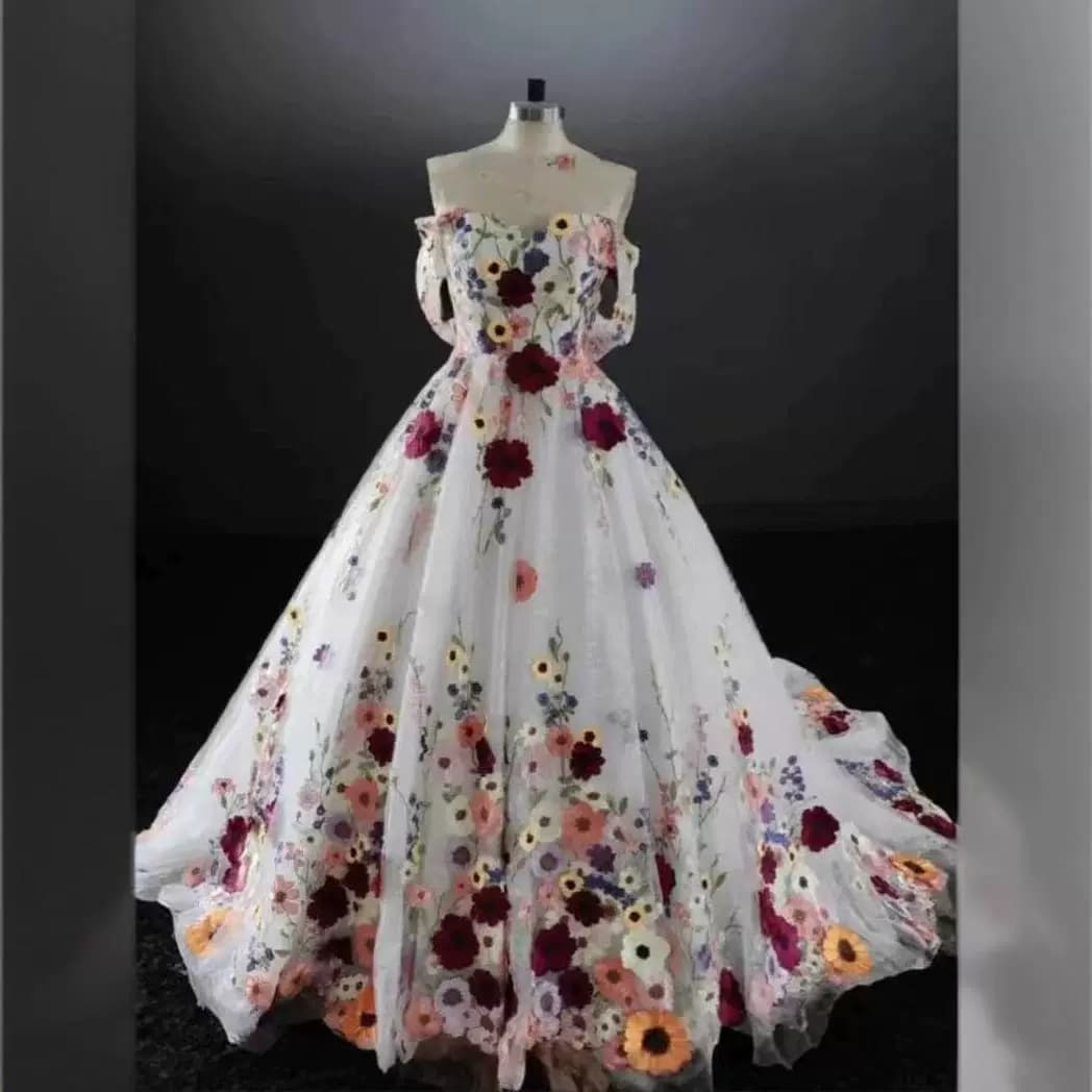 New 2025 Heavy Flower Bride Entrance Dress for Wedding, Forest Style Travel Shoot Outdoor Wedding Gown for Women