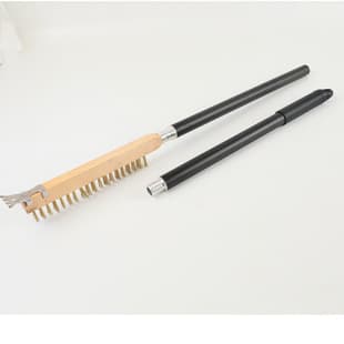 Solid Wood Pizza Oven Brush Extended Oven Brush Copper Wire Stove Cleaning Tool Beech Handle Oven Cleaning Tool