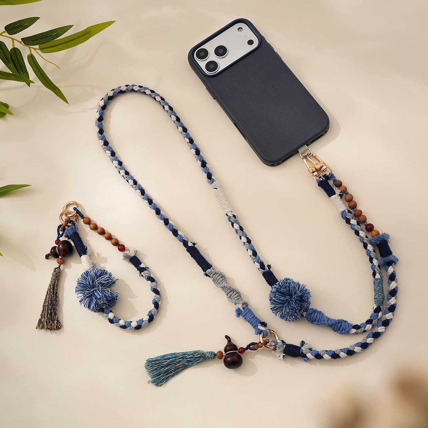 Original mobile phone lanyard hand-woven five elements high-end crossbody halter wrist mobile phone chain travel anti-lost portable
