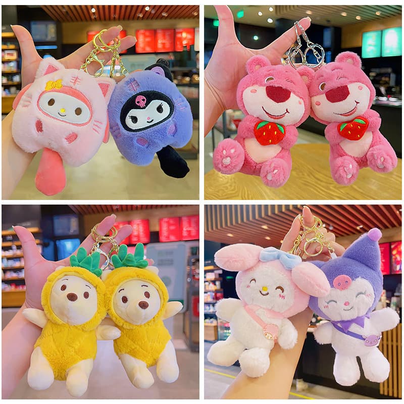 Cute Cartoon Keychain Backpack Pendant Doll Gift Internet Celebrity Bag Charm Plush Keychain Wholesale