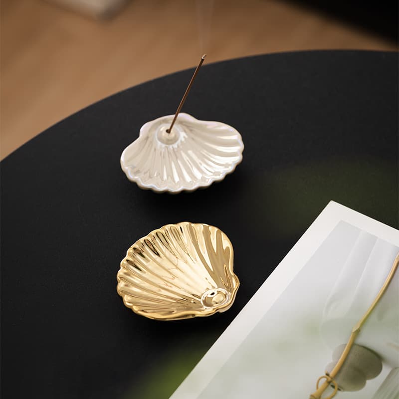 Creative Ceramic Shell Incense Stick Holder Home Indoor Aromatherapy Burner Decorative Incense Stand Incense Burner Ornament