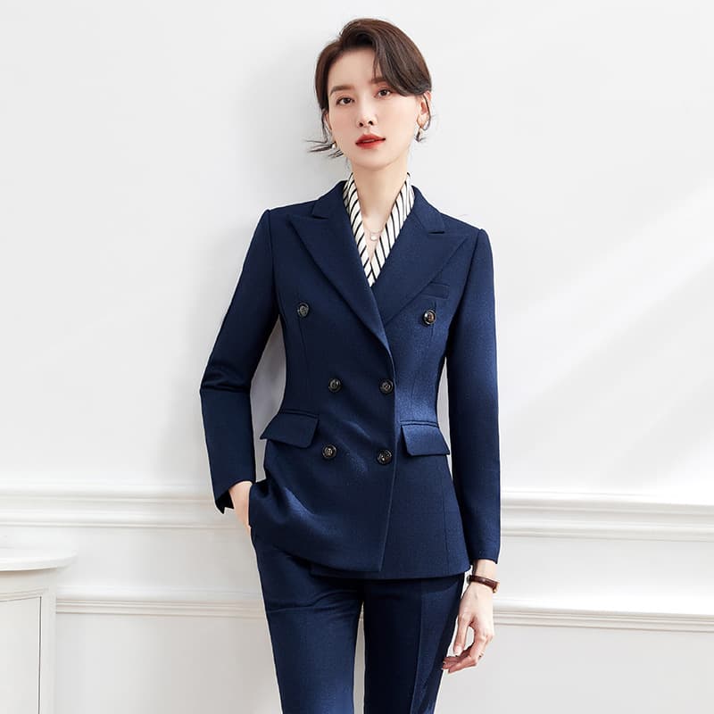 Professional Women's Suit Set Fashion Blazer and Trousers Office Interview Workwear Autumn Winter Thick