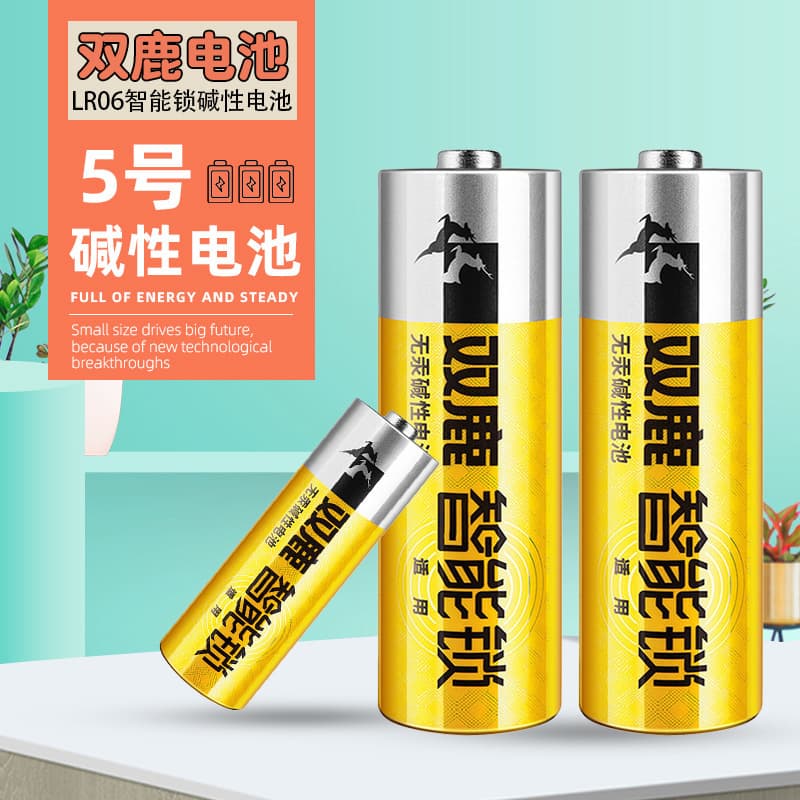 Size 5 Double Deer alkaline batteries for electronic door locks and smart locks, 4-pack shrink-wrapped (price per battery)