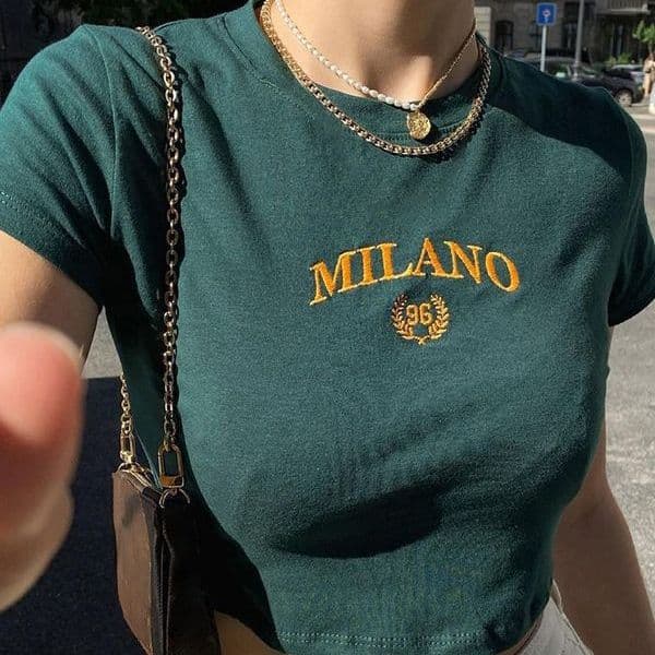 AB182 European and American summer new tight-fitting navel-baring letter embroidered fashionable and versatile INS internet celebrity style street T-shirt for women