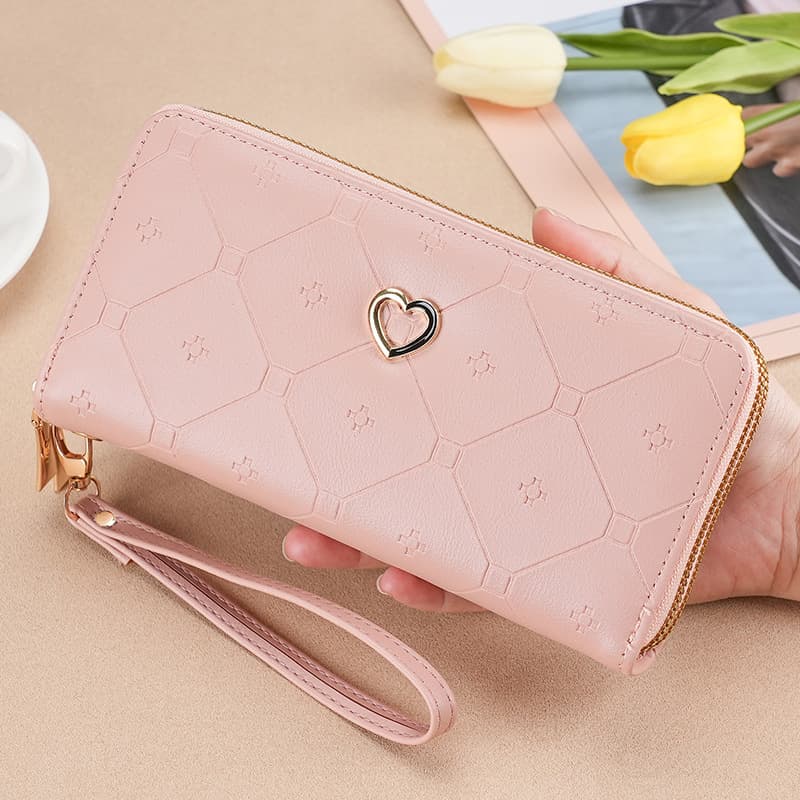 Ladies Wallet Soft Pu Leather Zipper Closure Floral Pattern Printing Multiple Card Slots Coin Pocket Id Window