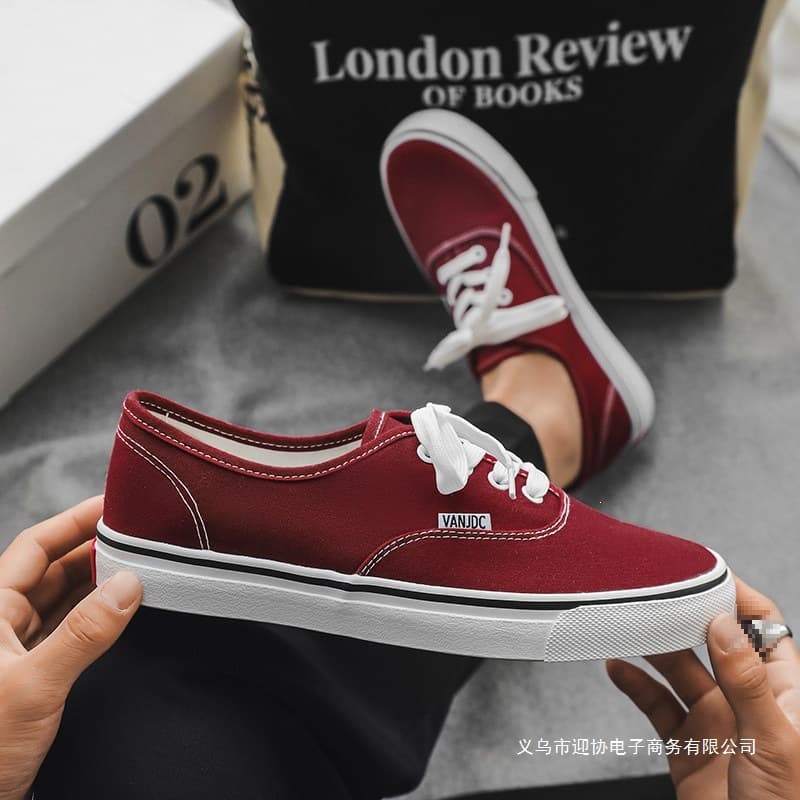Wine Red Canvas Shoes Men 2025 Summer New Retro Men's Shoes Versatile Couple Casual Board Shoes Niche Shoes Men
