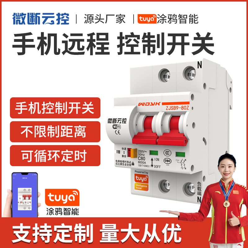 Mobile Phone Remote Control Graffiti WIFI Smart Air Switch Circuit Breaker Power Supply Wireless Remote Control Micro-Break Cloud Control