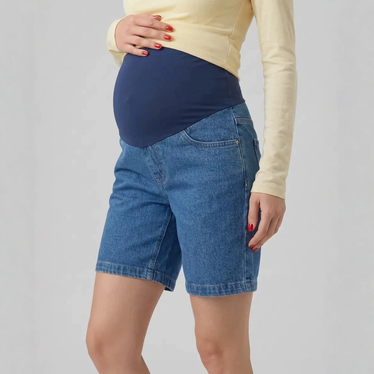 3212 Cross-Border Foreign Trade Summer New Maternity Five-Quarter Pants Women Stretch Jeans European and American Belly Support Straight Shorts