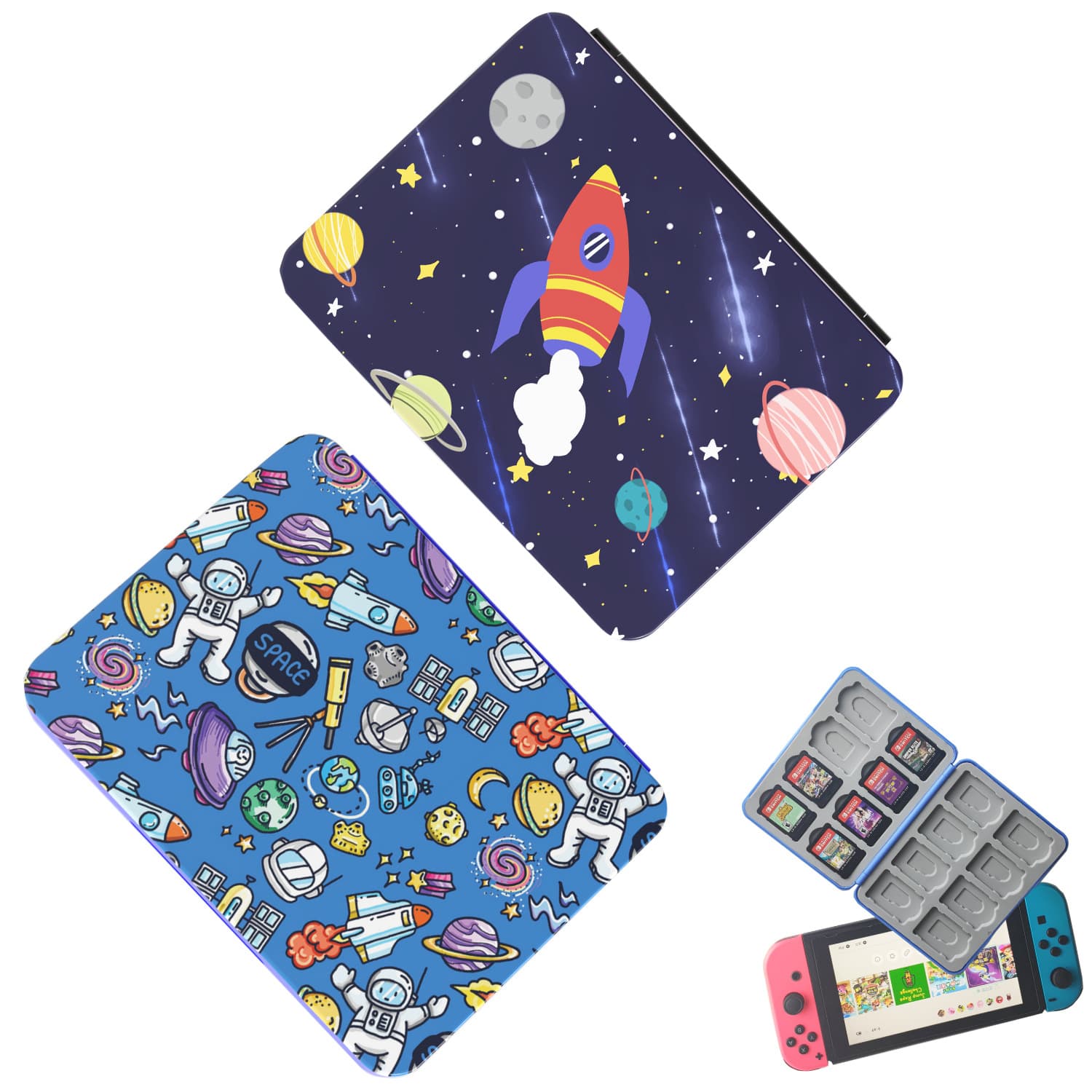 16-Slot Game Card Storage Case, Water-Decal Textured SD Card, Magnetic Silicone Game Card Case, Cute Cartoon Card Pouch